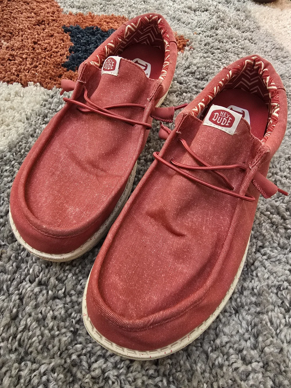 Hey Dude Men's Red Canvas Wally Slip-On Loafers